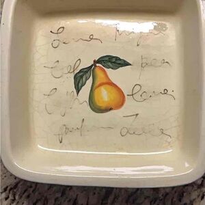 Charming Cream Ceramic Dish with Pear Motif